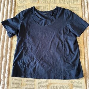 Liz Claiborne Navy Short Sleeve Scoop Neck Tee, Classic 1X